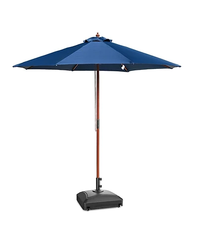 Yescom 9ft Solid Wood Outdoor Patio Umbrella with Base Included Parasol Wheels Stand for Bistro Market Garden Deck Yard Poolside Navy