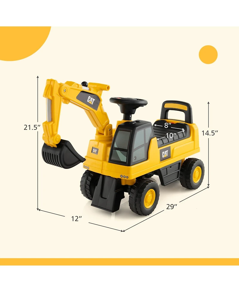 Licensed Caterpillar Kids Rid-On Digger Excavator Toy with Digging Bucket & Storage