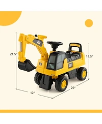 Licensed Caterpillar Kids Rid-On Digger Excavator Toy with Digging Bucket & Storage