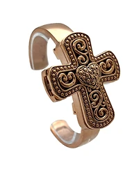 Olivia Pratt Rose Gold Cross Shape Bangle Women Watch