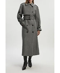 Karen Millen Women's Herringbone Tailored Maxi Coat