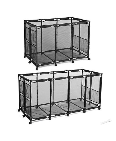 Yescom 2 Pack Pool Toy Storage Bin Mesh Basket Organizer with Wheels Metal Frame