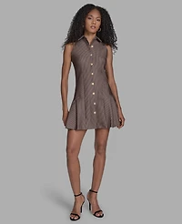 Bcbg Women's Sleeveless Fit and Flare Collared Neck Dress