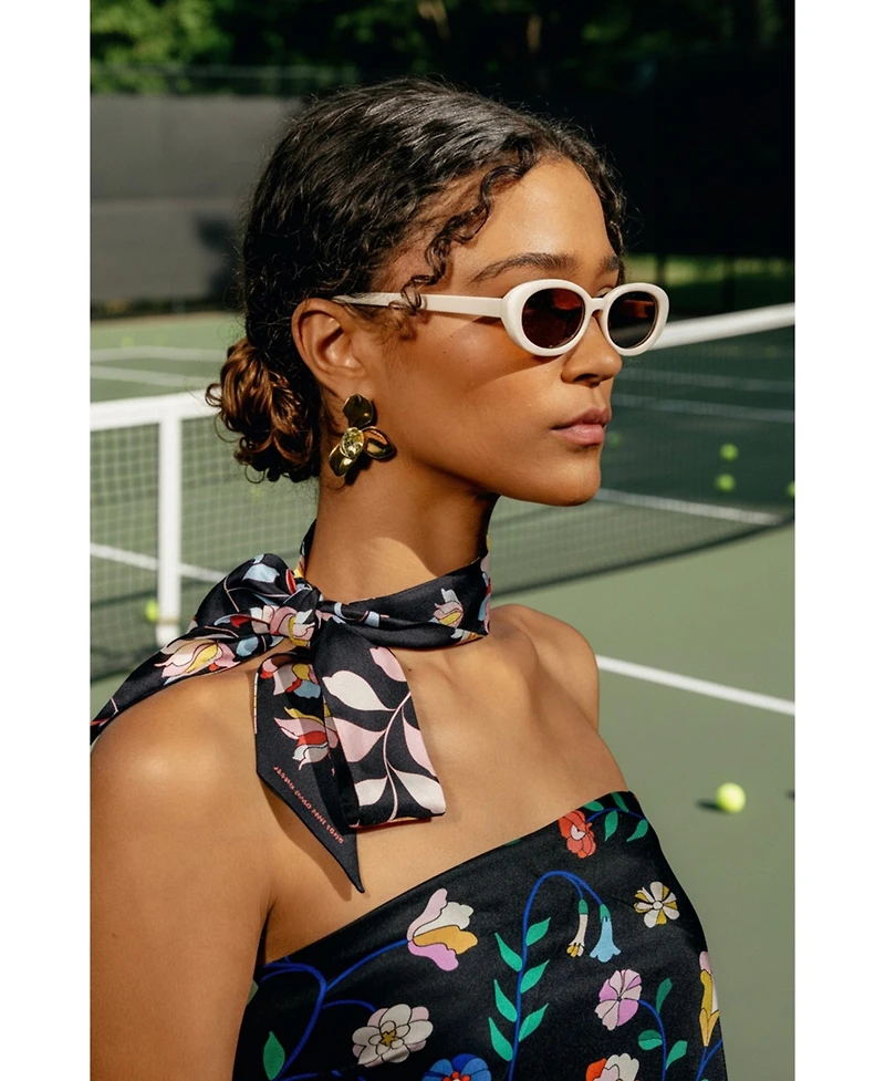 Jessie Zhao New York Silk Skinny Scarf Midnight Garden