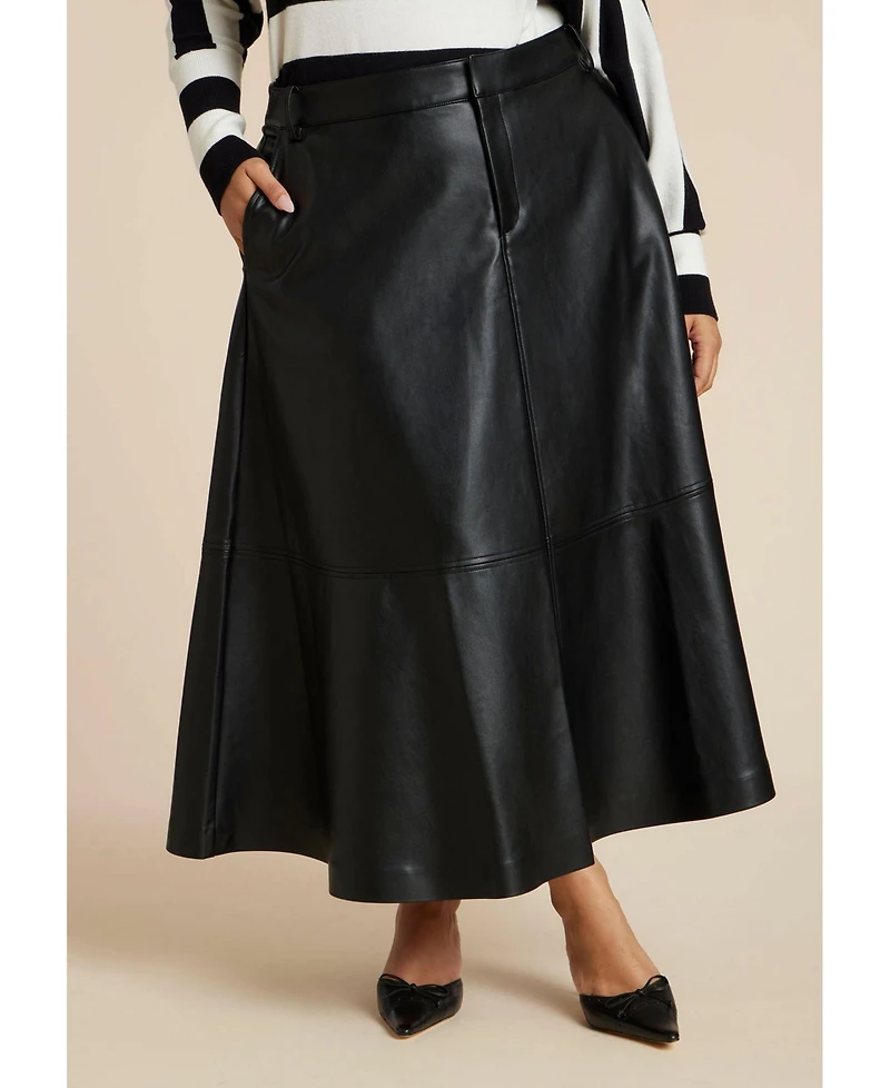 Eloquii Plus Faux Leather Midi Skirt