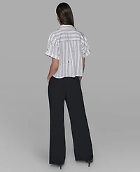 Karl Lagerfeld Paris Women's Ruffle-Trim Striped Top