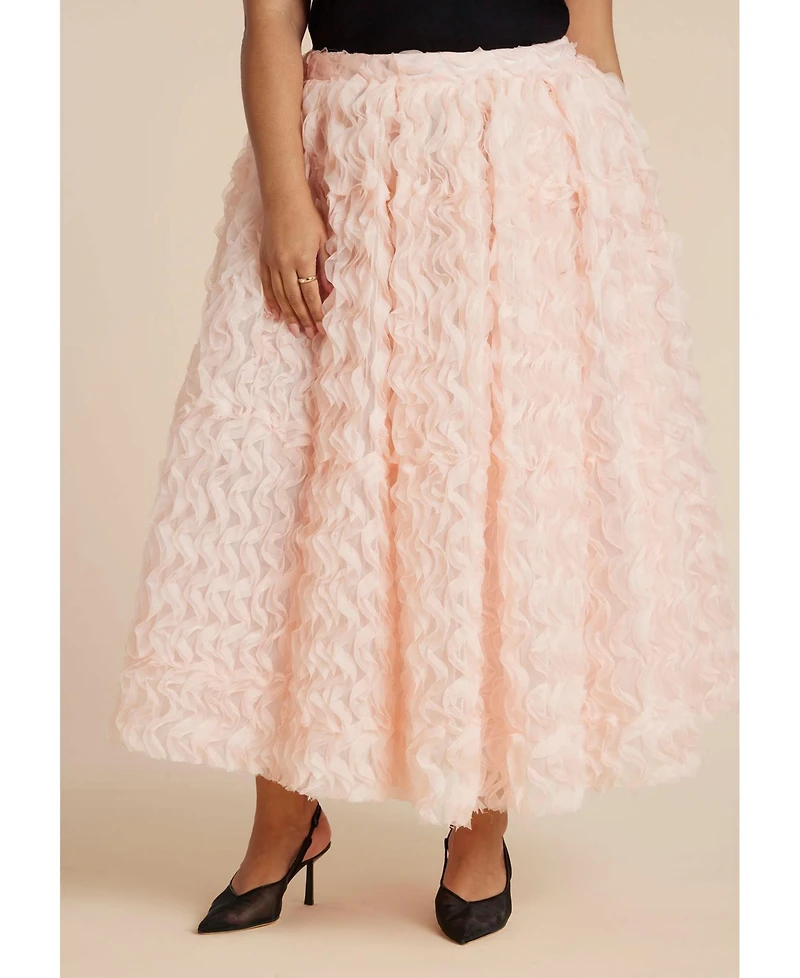 Eloquii Women's Textured Ruffle Maxi Full Skirt