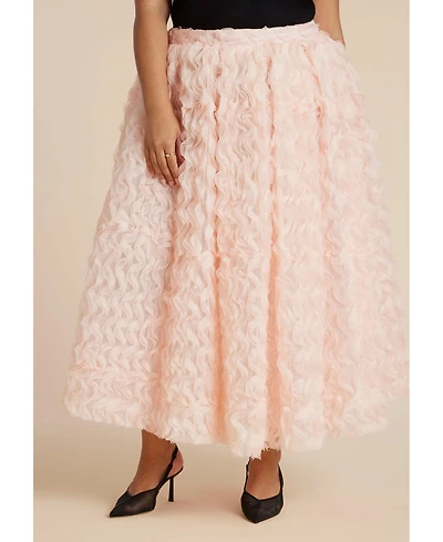 Eloquii Women's Textured Ruffle Maxi Full Skirt