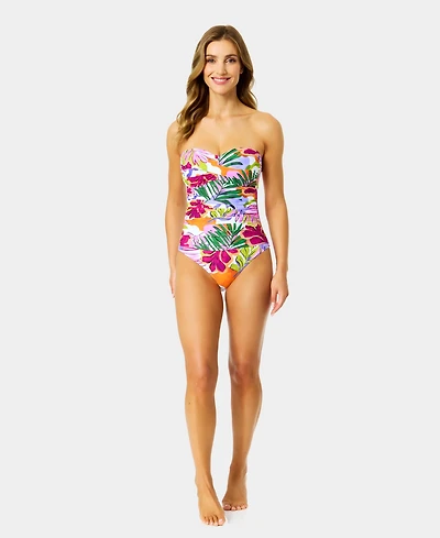 Anne Cole Women's Printed Twist Front Strapless One Piece