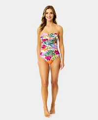 Anne Cole Women's Printed Twist Front Strapless One Piece