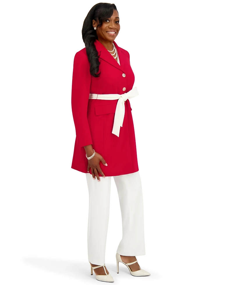 Kasper Women's Three Button Patch Pocket Trench Coat