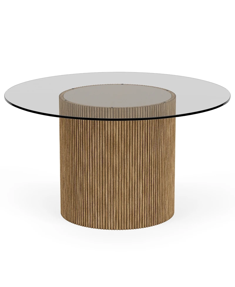 Frandlyn 5pc Dining Set (Round 54" Glass Table + 4 Side Chairs)