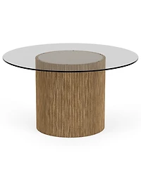 Frandlyn 5pc Dining Set (Round 54" Glass Table + 4 Side Chairs)