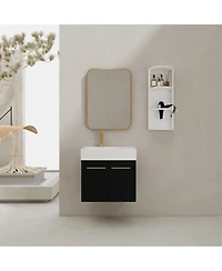 Streamdale Furniture 24" Wall-Mount Vanity, Resin Left Basin, Storage, Kd