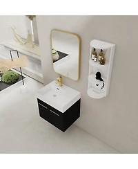 Streamdale Furniture 24" Wall-Mount Vanity, Resin Left Basin, Storage, Kd