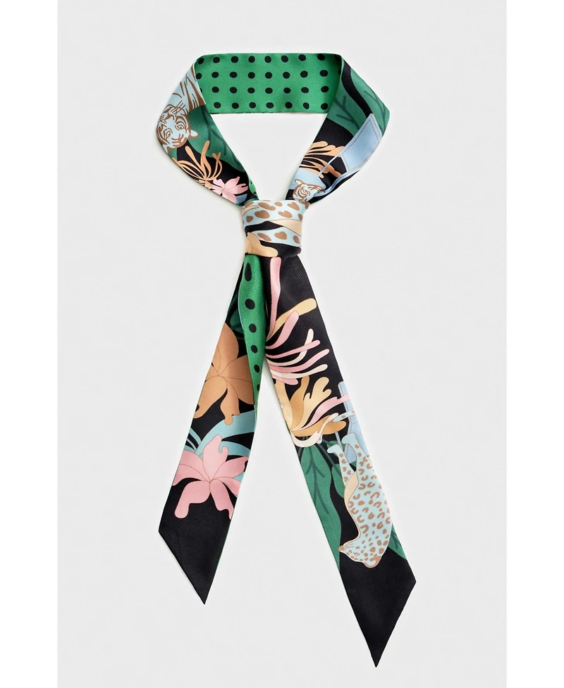 Jessie Zhao New York Silk Skinny Scarf Night Jungle Gathering