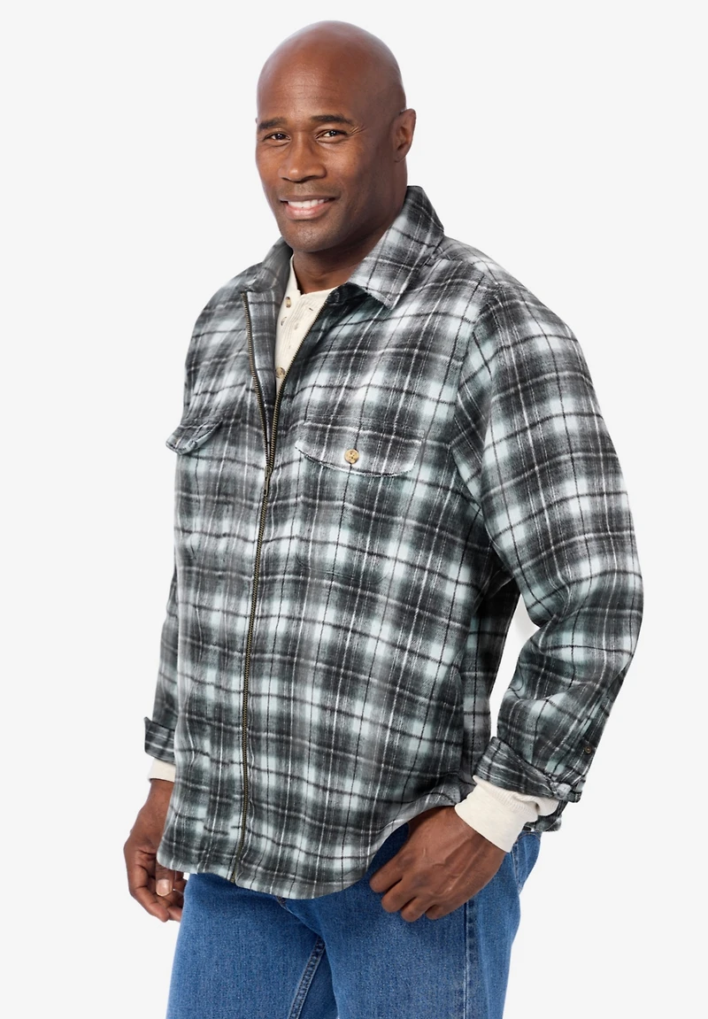 KingSize Men's Big & Tall Brawny Zip Up Shirt Jacket