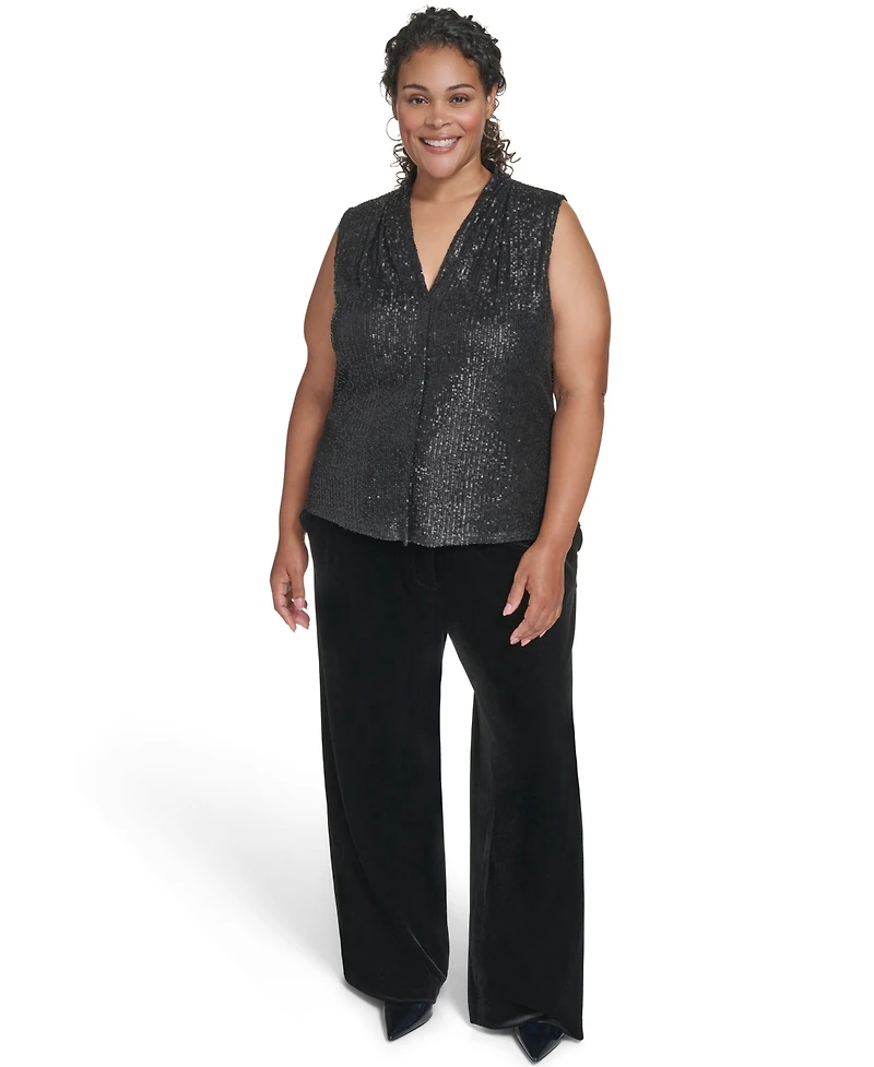 Calvin Klein Plus Sequined V-Neck Top