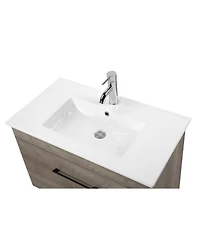 Streamdale Furniture 32" Grey Wood Vanity, Ceramic Sink, Mirror - Modern Bathroom