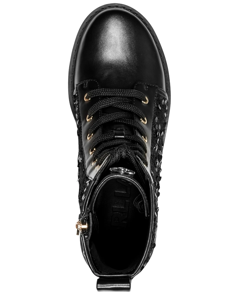 Karl Lagerfeld Paris Women's Marlee Sequin Combat Boots