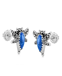 American West Jewelry Sterling Silver Denim Lapis Dragonfly Stud Earrings