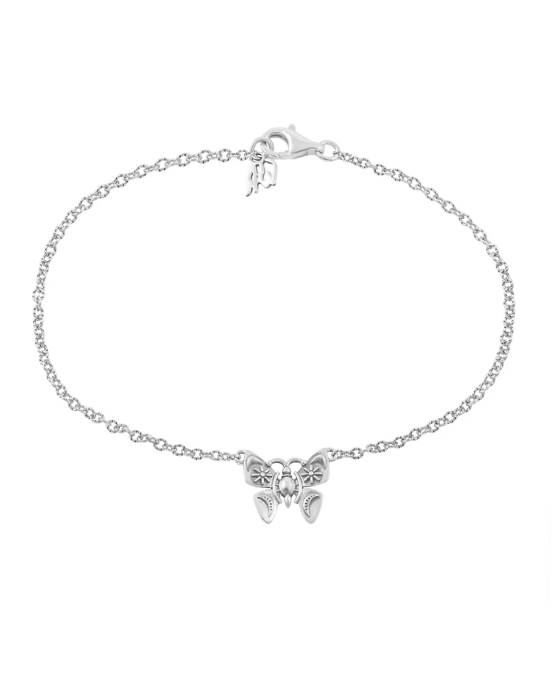 American West Jewelry Sterling Silver Butterfly Anklet, 10 Inches