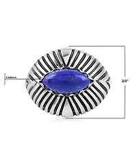 American West Jewelry Sterling Silver Lapis Marquise Gemstone Ribbed Ring