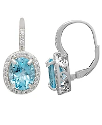 Macy's Amethyst (2.40 ct. t.w.) And White Topaz (0.56 Lever Back Drop Earrings Sterling Silver (Also Available Blue Topaz)