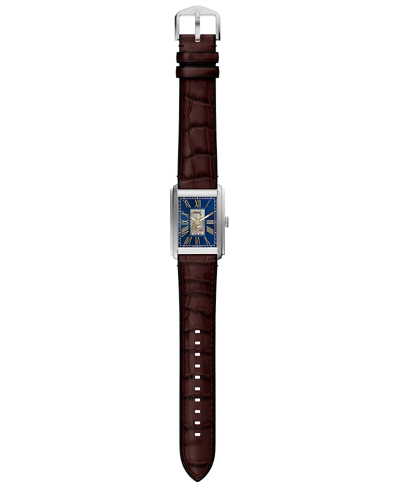 Fossil Men's Carraway Automatic Brown Croco Leather Watch, 30mm