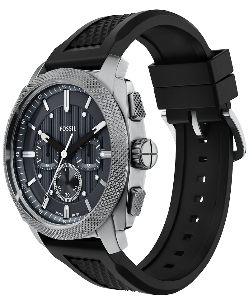 Fossil Men's Machine Chronograph Black Silicone Watch, 44mm