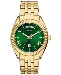 Fossil Men's Campbell Three-Hand Day-Date Gold-Tone Stainless Steel Watch, 42mm