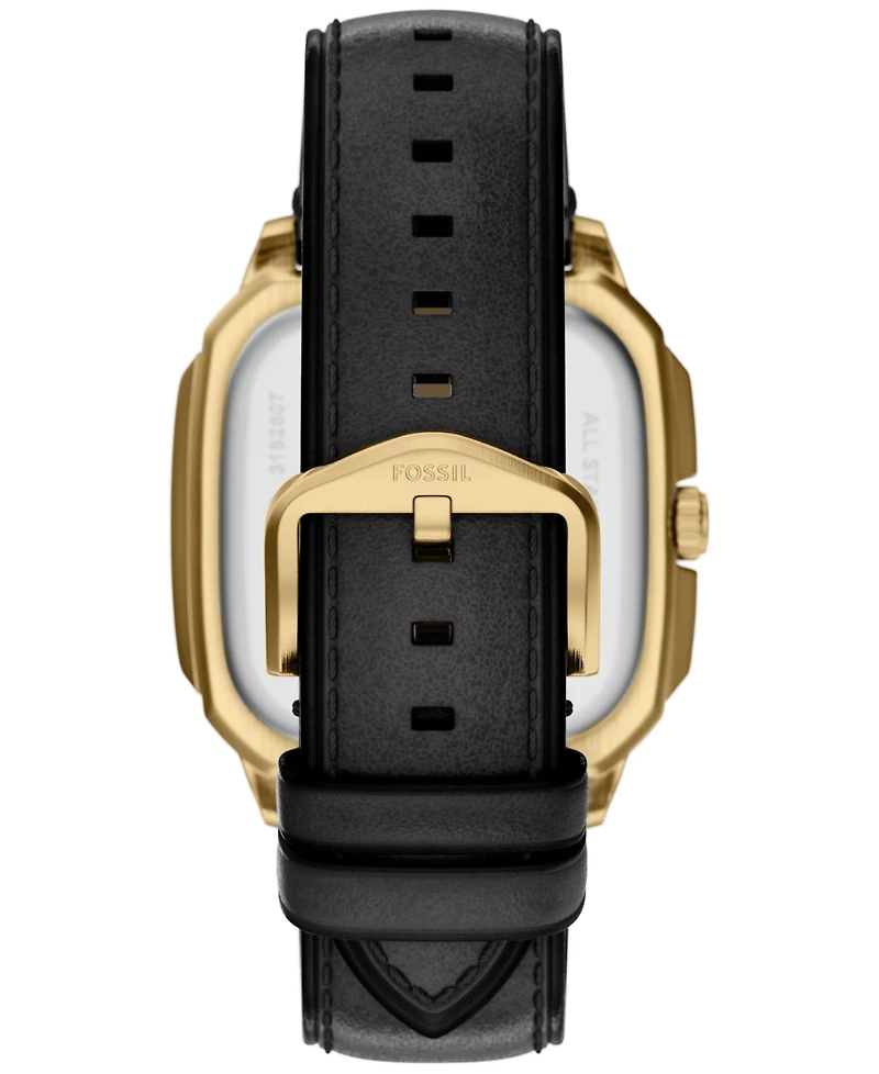Fossil Men's Crosby Three-Hand Black Leather Watch, 42mm