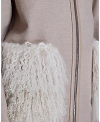 Julia & Stella by Maximilian Women's Reversible Woolblend Jacket with Mongolian Trim