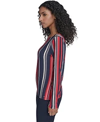 Tommy Hilfiger Women's Striped Long Sleeve Boat Neck Top