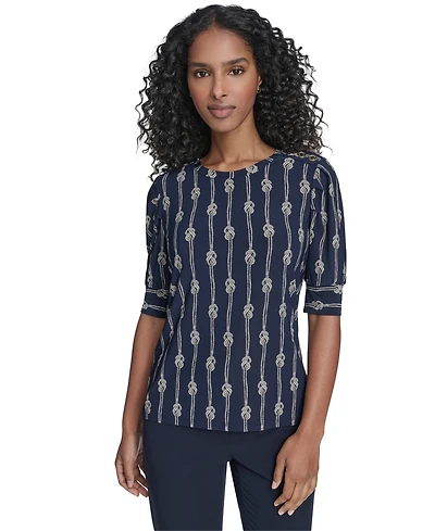 Tommy Hilfiger Women's Rope Knot Short Sleeve Crewneck Top