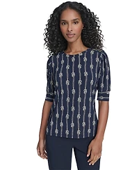 Tommy Hilfiger Women's Rope Knot Short Sleeve Crewneck Top