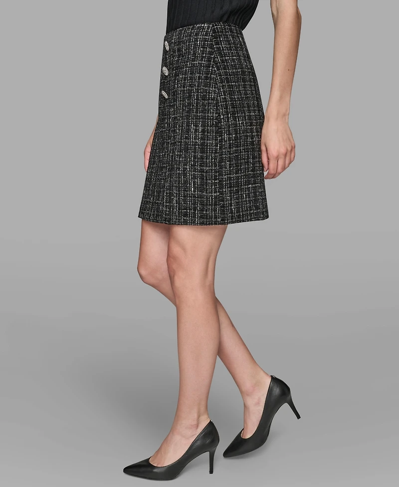 Karl Lagerfeld Paris Women's Novelty Button Detail Mini Skirt