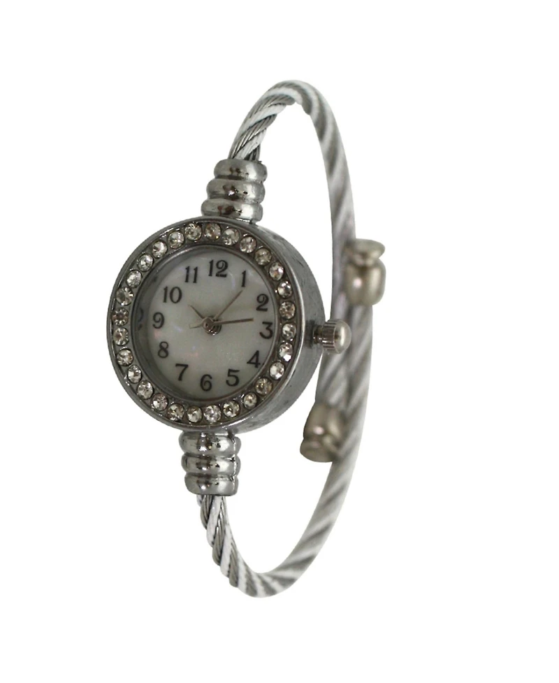Olivia Pratt Silver Petite Twisted Bangle Bracelet Watch