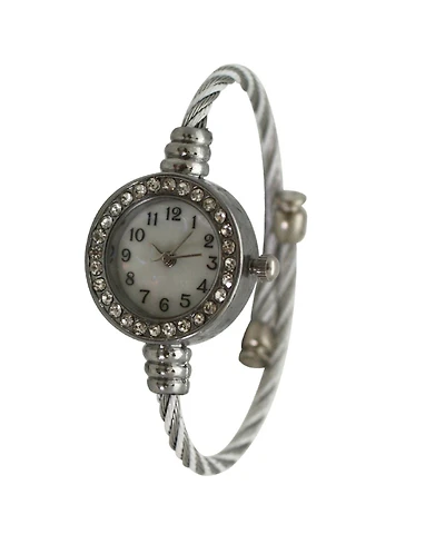 Olivia Pratt Silver Petite Twisted Bangle Bracelet Watch