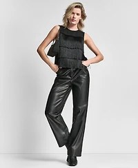 Dkny Women's Tiered Fringe Sleeveless Blouse