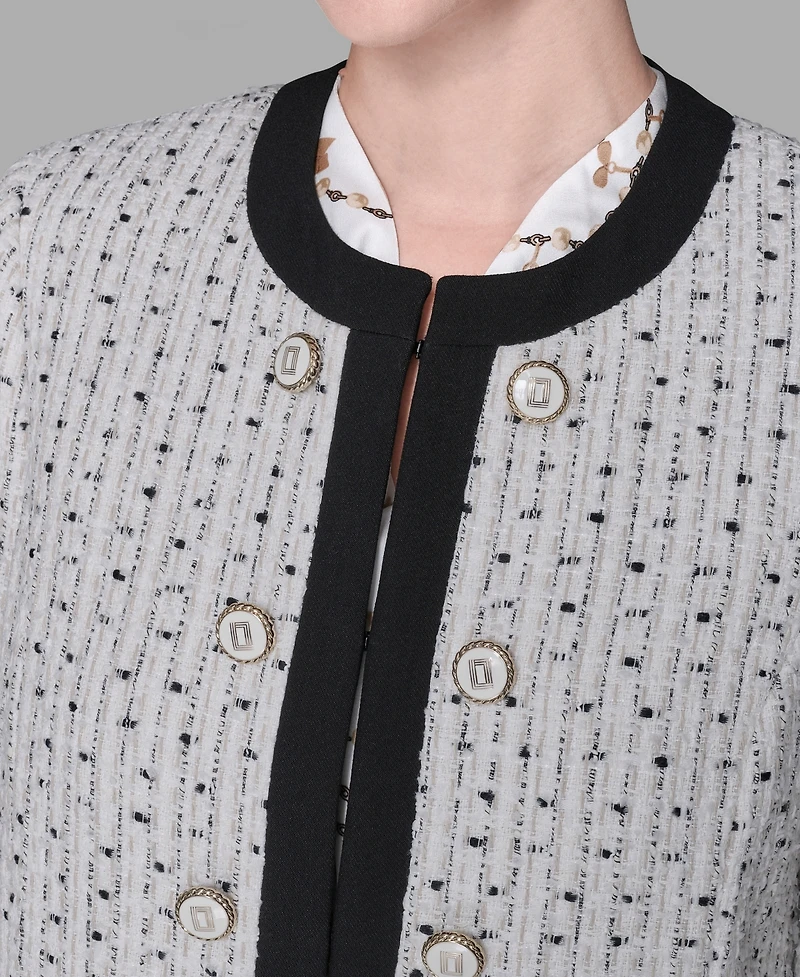 Karl Lagerfeld Paris Women's Long-Sleeve Contrast Topper Long Jacket