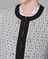 Karl Lagerfeld Paris Women's Long-Sleeve Contrast Topper Long Jacket