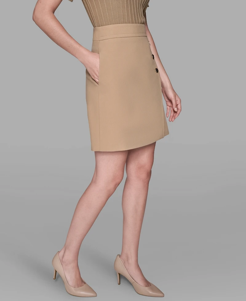 Karl Lagerfeld Paris Women's Knee Length Button Detail Skirt