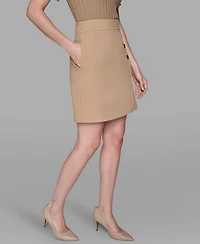 Karl Lagerfeld Paris Women's Knee Length Button Detail Skirt