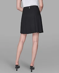 Karl Lagerfeld Paris Women's Pleated Hardware Detail Skirt