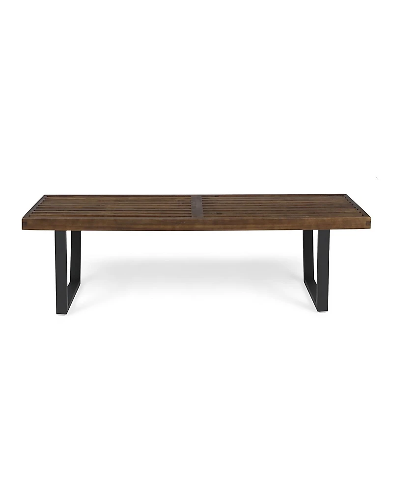 Streamdale Furniture Acacia Wood Patio Bench - Dark Brown & Black