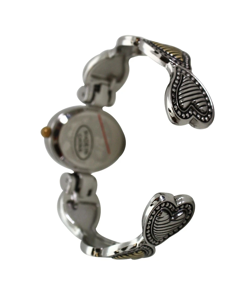 Olivia Pratt Two Tone Heart Details Bangle Women Watch