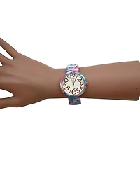 Olivia Pratt Pink Floral Stretch Bold Numbers Women Watch