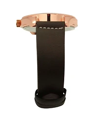 Olivia Pratt Dark Brown Rose Gold Minimalist Faux Leather Band Men Watch
