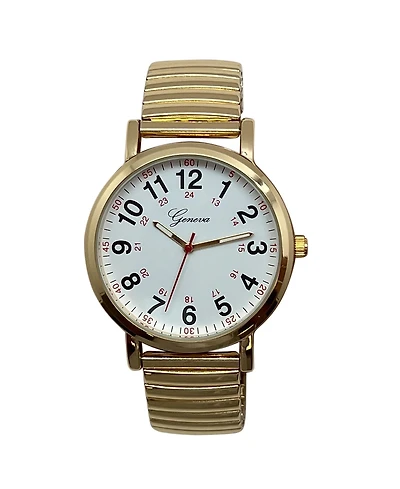 Olivia Pratt Gold Bold Numbers and Casual Stretch Band Women Watch